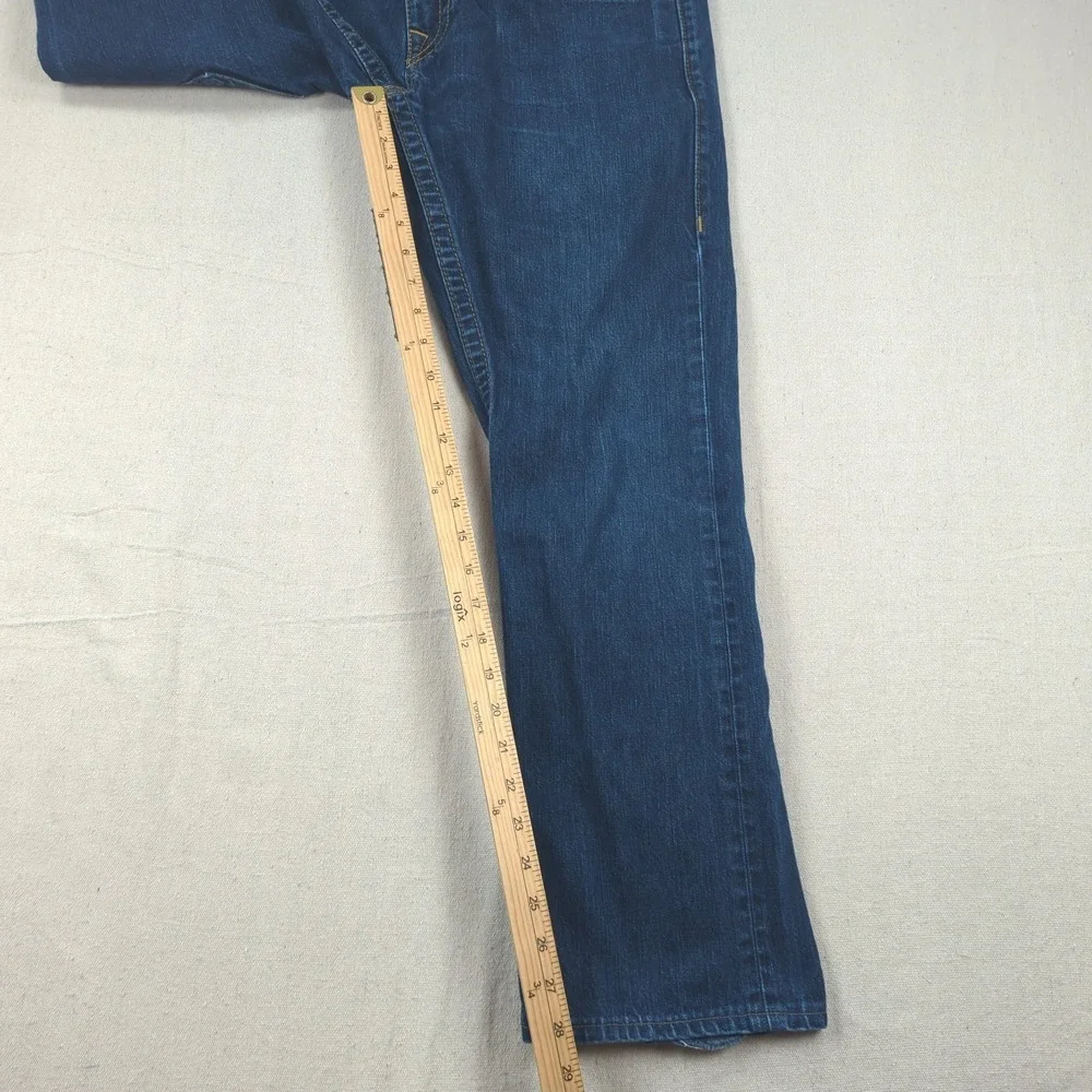 True Religion Jeans Mens 32x29 Blue Bobby Straight Dark Wash Hemmed
